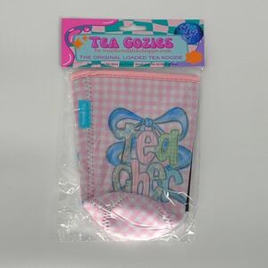 Tea Gozies Teacher Pink Gingham Drink‎ Sleeve Original Loaded Tea Koozie New